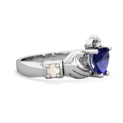 Lab Sapphire Claddagh Keepsake 14K White Gold ring R5245