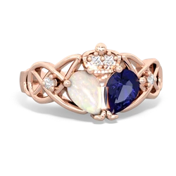 Lab Sapphire 'One Heart' Celtic Knot Claddagh 14K Rose Gold ring R5322