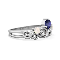 Lab Sapphire Crown Keepsake 14K White Gold ring R5740