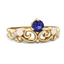 Lab Sapphire Crown Keepsake 14K Yellow Gold ring R5740