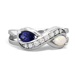 Lab Sapphire Diamond Infinity 14K White Gold ring R5390