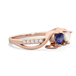 Lab Sapphire Side By Side 14K Rose Gold ring R3090