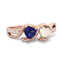 Lab Sapphire Side By Side 14K Rose Gold ring R3090