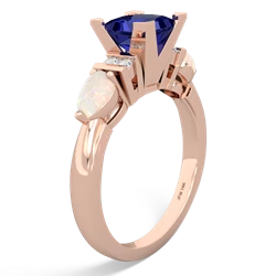 Lab Sapphire 6Mm Princess Eternal Embrace Engagement 14K Rose Gold ring C2002