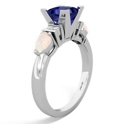 Lab Sapphire 6Mm Princess Eternal Embrace Engagement 14K White Gold ring C2002