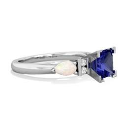 Lab Sapphire 6Mm Princess Eternal Embrace Engagement 14K White Gold ring C2002