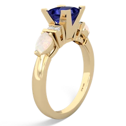 Lab Sapphire 6Mm Princess Eternal Embrace Engagement 14K Yellow Gold ring C2002