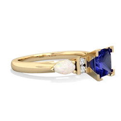 Lab Sapphire 6Mm Princess Eternal Embrace Engagement 14K Yellow Gold ring C2002