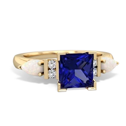 Lab Sapphire 6Mm Princess Eternal Embrace Engagement 14K Yellow Gold ring C2002