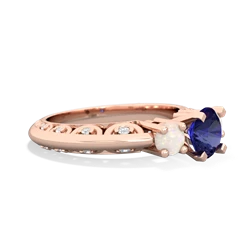 Lab Sapphire Art Deco Eternal Embrace Engagement 14K Rose Gold ring C2003