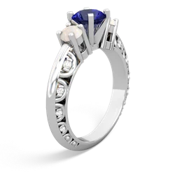 Lab Sapphire Art Deco Eternal Embrace Engagement 14K White Gold ring C2003