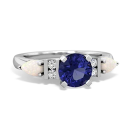 Lab Sapphire 6Mm Round Eternal Embrace Engagement 14K White Gold ring R2005