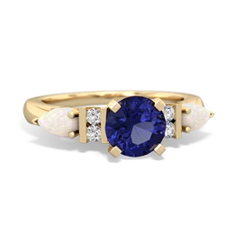 Lab Sapphire 6Mm Round Eternal Embrace Engagement 14K Yellow Gold ring R2005