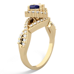 Lab Sapphire Diamond Twist 'One Heart' 14K Yellow Gold ring R2640HRT