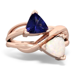 Lab Sapphire Split Band Swirl 14K Rose Gold ring R2341