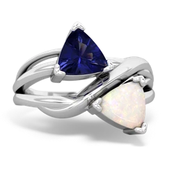 Lab Sapphire Split Band Swirl 14K White Gold ring R2341