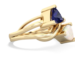 Lab Sapphire Split Band Swirl 14K Yellow Gold ring R2341