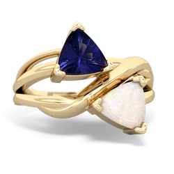 Lab Sapphire Split Band Swirl 14K Yellow Gold ring R2341