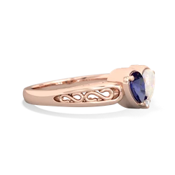 Lab Sapphire Filligree 'One Heart' 14K Rose Gold ring R5070