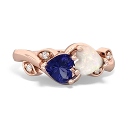 Lab Sapphire Floral Elegance 14K Rose Gold ring R5790