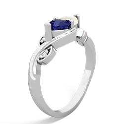 Lab Sapphire Floral Elegance 14K White Gold ring R5790