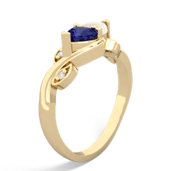 Lab Sapphire Floral Elegance 14K Yellow Gold ring R5790