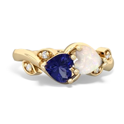 Lab Sapphire Floral Elegance 14K Yellow Gold ring R5790