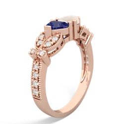 Lab Sapphire Diamond Butterflies 14K Rose Gold ring R5601