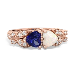 Lab Sapphire Diamond Butterflies 14K Rose Gold ring R5601