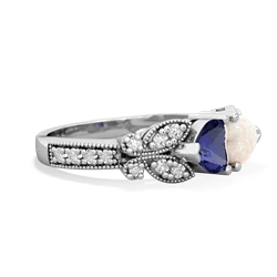 Lab Sapphire Diamond Butterflies 14K White Gold ring R5601