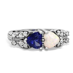 Lab Sapphire Diamond Butterflies 14K White Gold ring R5601