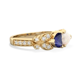 Lab Sapphire Diamond Butterflies 14K Yellow Gold ring R5601