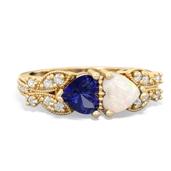 Lab Sapphire Diamond Butterflies 14K Yellow Gold ring R5601