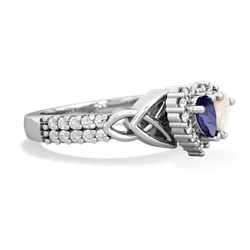 Lab Sapphire Celtic Knot Two Hearts As One 14K White Gold ring R2644HRT
