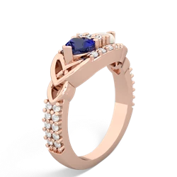 Lab Sapphire Sparkling Celtic Knot 14K Rose Gold ring R2645