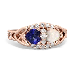 Lab Sapphire Sparkling Celtic Knot 14K Rose Gold ring R2645