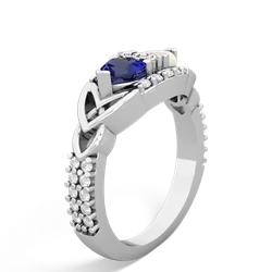 Lab Sapphire Sparkling Celtic Knot 14K White Gold ring R2645