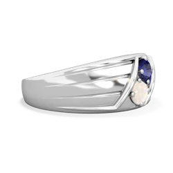 Lab Sapphire Men's Streamline 14K White Gold ring R0460