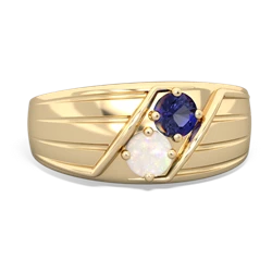 Lab Sapphire Men's Streamline 14K Yellow Gold ring R0460