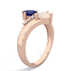 Lab Sapphire Heart To Heart 14K Rose Gold ring R2064