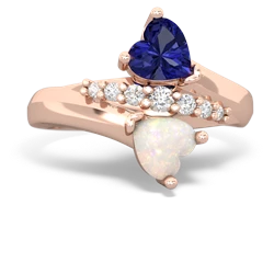 Lab Sapphire Heart To Heart 14K Rose Gold ring R2064