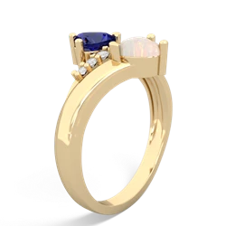 Lab Sapphire Heart To Heart 14K Yellow Gold ring R2064