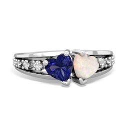 Lab Sapphire Heart To Heart 14K White Gold ring R3342