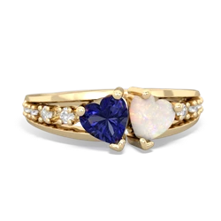 Lab Sapphire Heart To Heart 14K Yellow Gold ring R3342