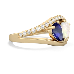 Lab Sapphire Nestled Heart Keepsake 14K Yellow Gold ring R5650