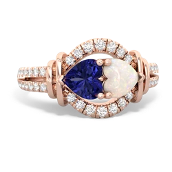 Lab Sapphire Art-Deco Keepsake 14K Rose Gold ring R5630