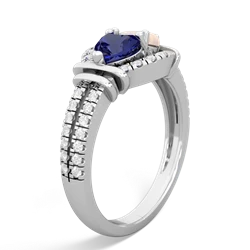 Lab Sapphire Art-Deco Keepsake 14K White Gold ring R5630