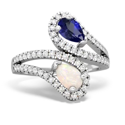 Lab Sapphire Diamond Dazzler 14K White Gold ring R3000