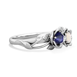 Lab Sapphire Rose Garden 14K White Gold ring R5510