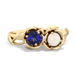 Lab Sapphire Rose Garden 14K Yellow Gold ring R5510